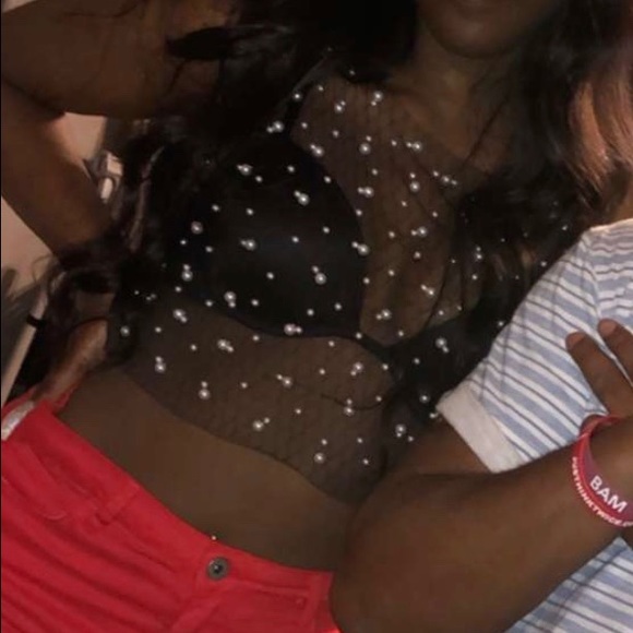 Pearl beaded mesh crop top - Picture 5 of 5